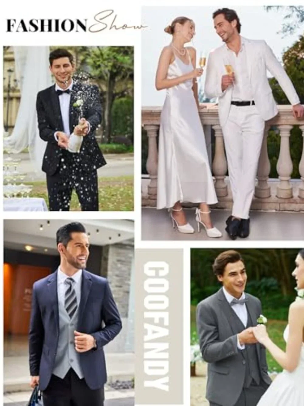 Men's 2 Piece Suit Classic Fit 2 Button Dress Tuxedo Blazer Jacket for Wedding